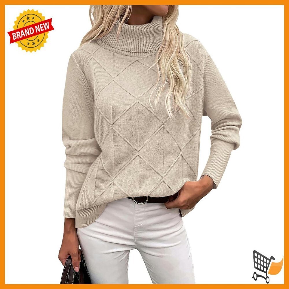 Chunky Knit Turtleneck Sweater Long Sleeve Pullover Fall Winter